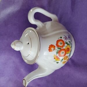 Vintage Festival Stoneware Gres Floral China Teapot-Gold Trimmed